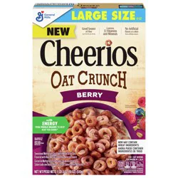 Cheerios Oat Crunch Berry Oat Breakfast Cereal, Large Size, 18 oz