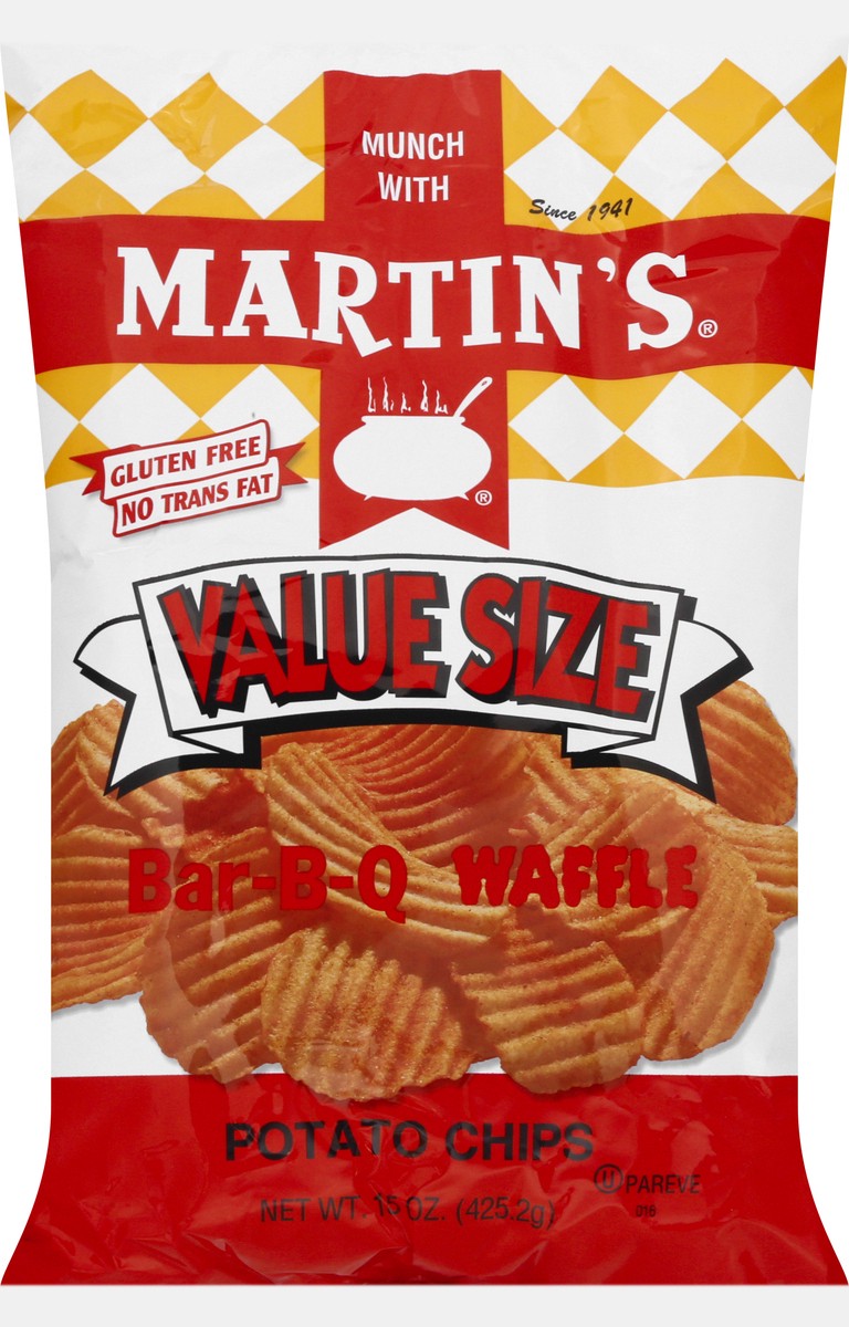 slide 1 of 13, Martin's Value Size Bar-B-Q Waffle Potato Chips 15 oz, 15 oz