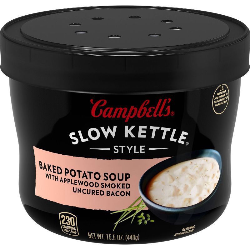 slide 1 of 49, Campbell's Slow Kettle Baked Potato Bacon Soup, 15.5 oz