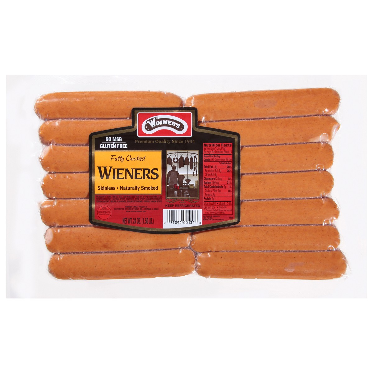 slide 7 of 13, Wimmer's Skinless Wieners 24 oz, 24 oz