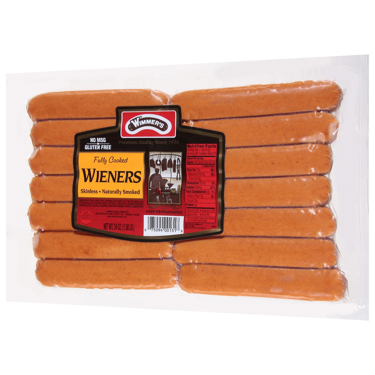 slide 8 of 13, Wimmer's Skinless Wieners 24 oz, 24 oz