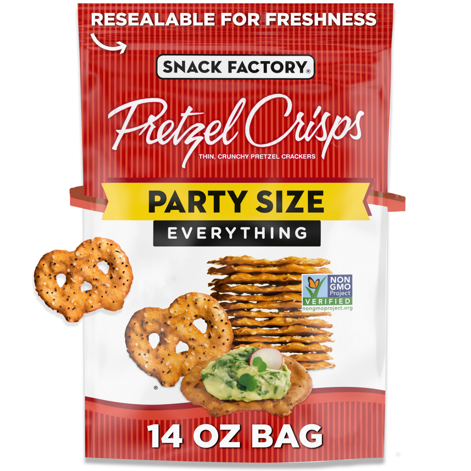 slide 1 of 7, Snack Factory Everything Pretzel Crisps, 14.000 oz