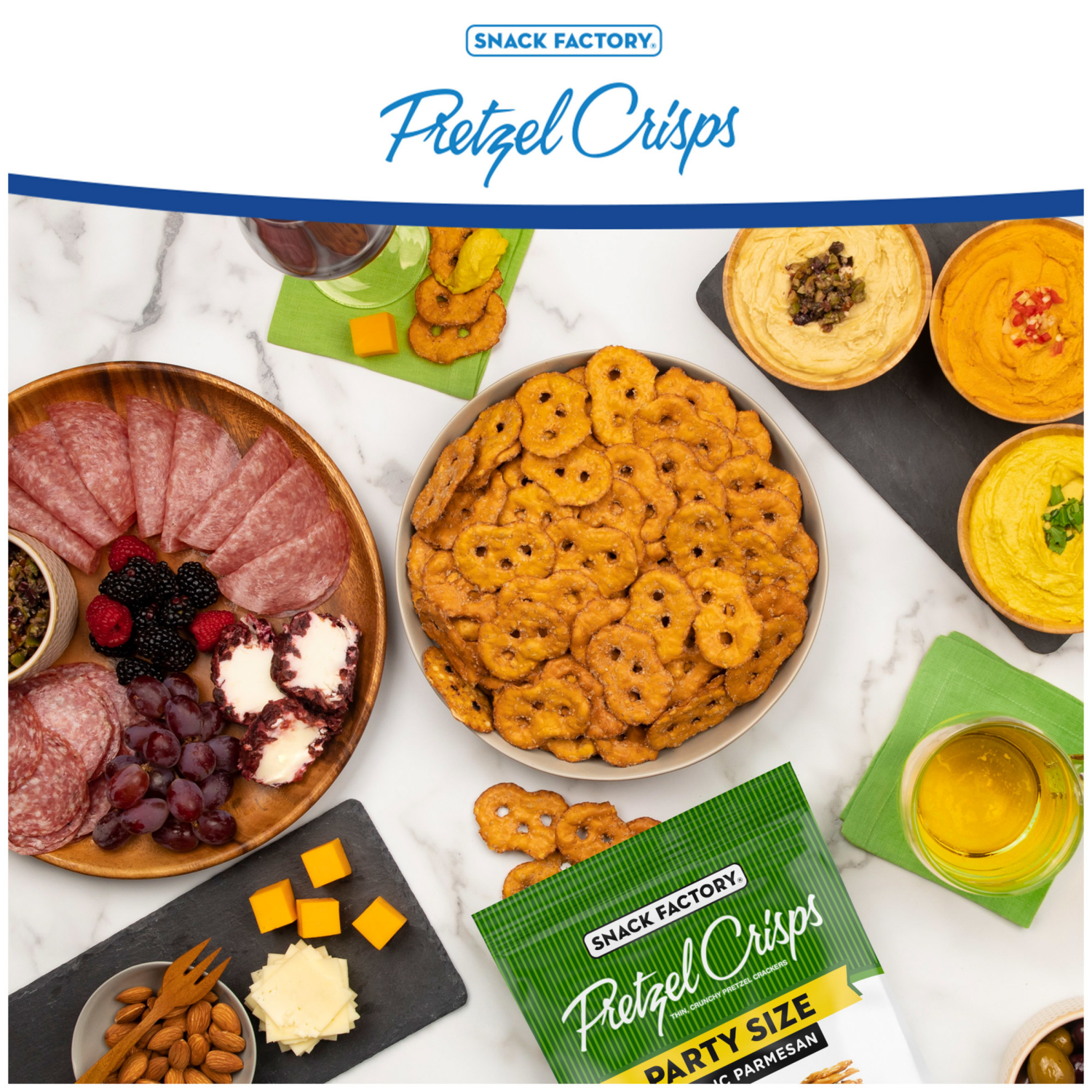 slide 5 of 7, Snack Factory Garlic Parmesan Pretzel Crisps, 14.000 oz