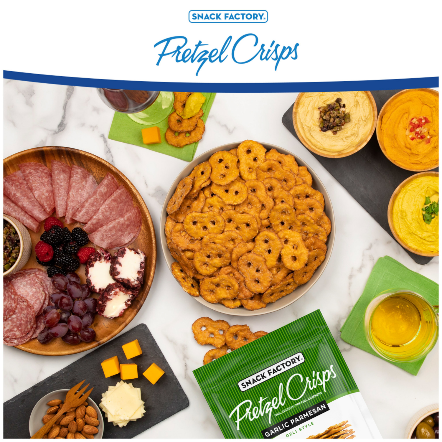 slide 5 of 7, Snack Factory Garlic Parmesan Pretzel Crisps, 7.2 OZ Resealable Bag, 7.200 oz