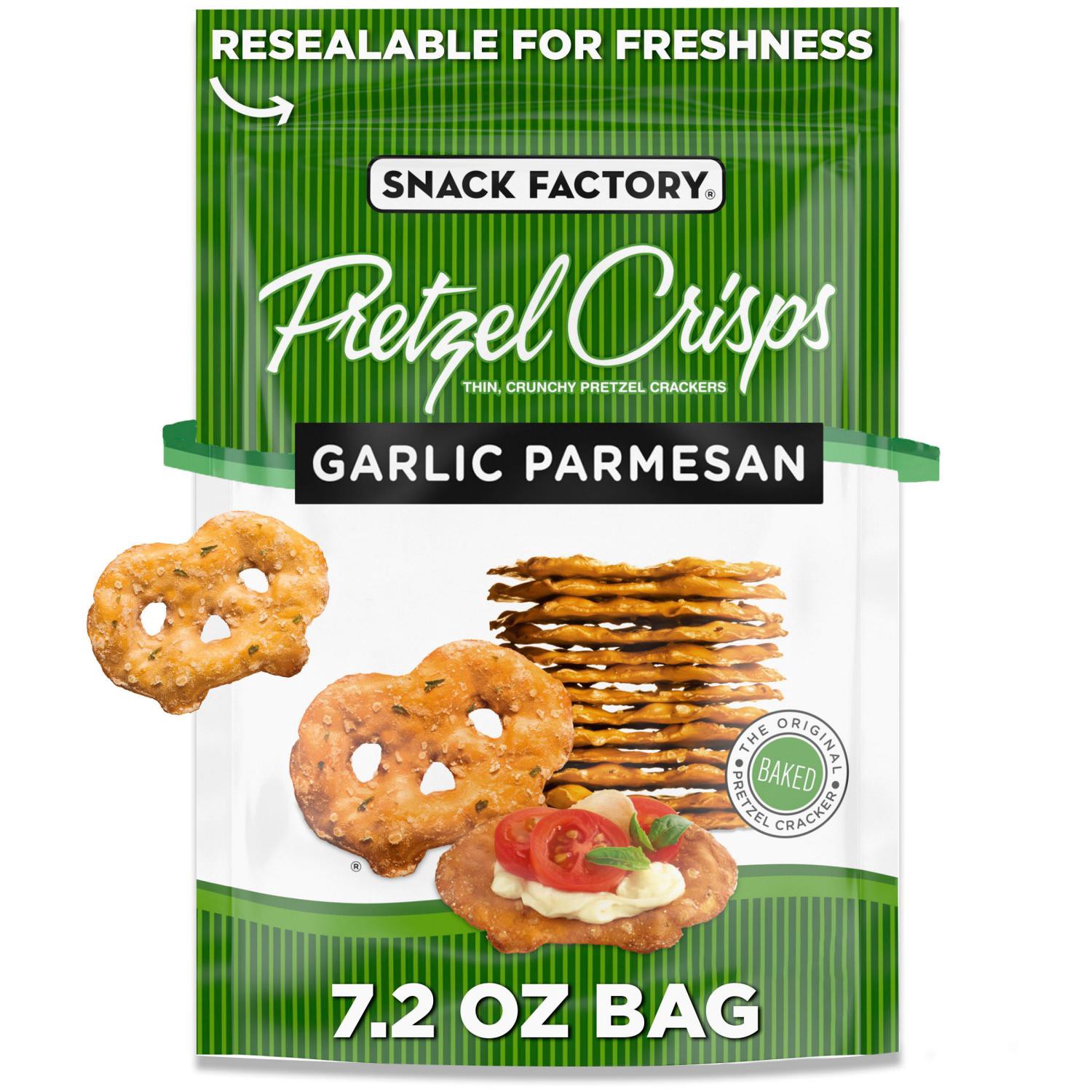 slide 1 of 6, Snack Factory Pretzel Crisps, Garlic Parmesan, 7.2 Oz, 7.2 oz