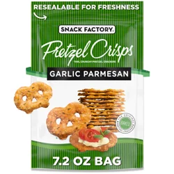Snack Factory Garlic Parmesan Pretzel Crisps, 7.2 OZ Resealable Bag