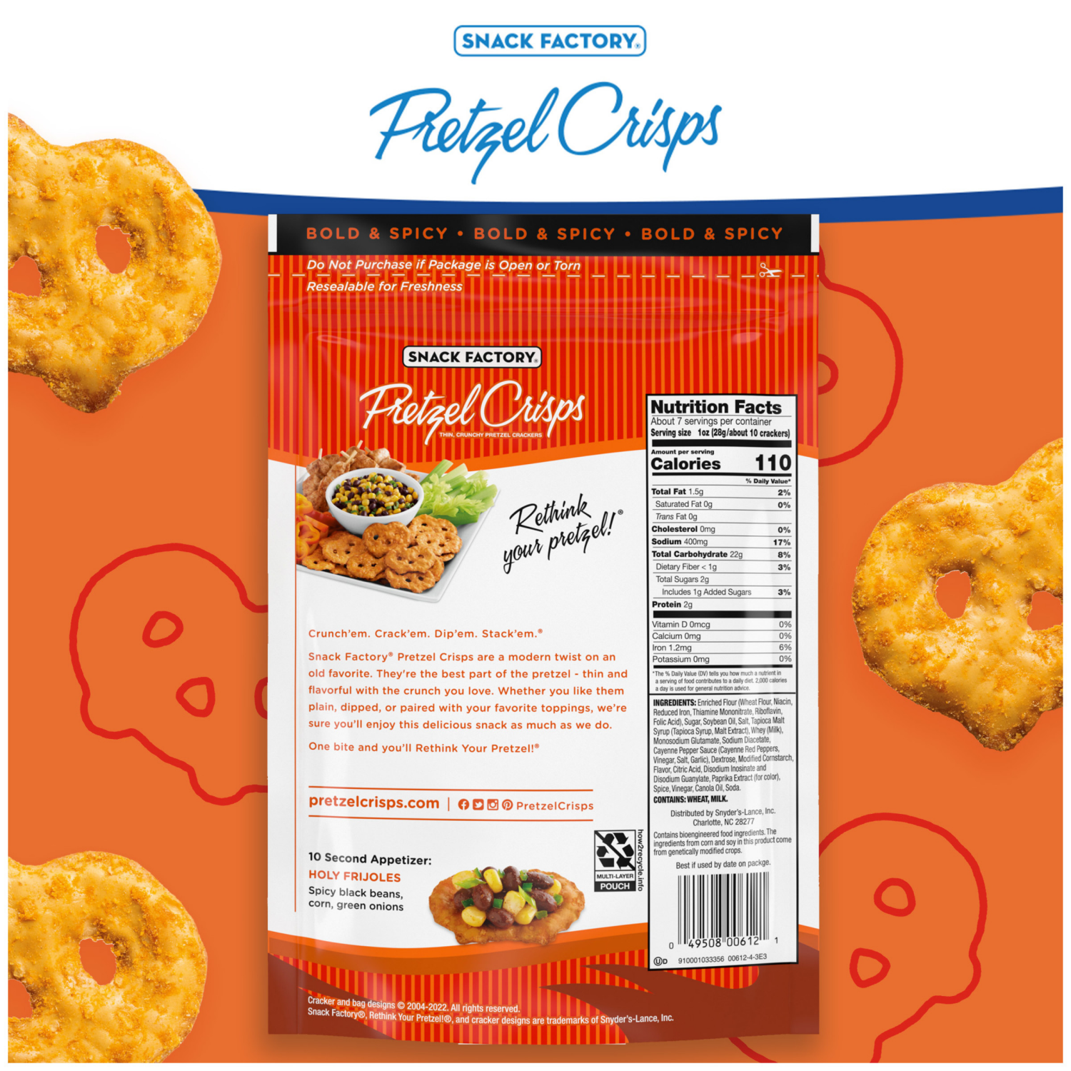 slide 4 of 7, Snack Factory Buffalo Wing Pretzel Crisps, 7.200 oz