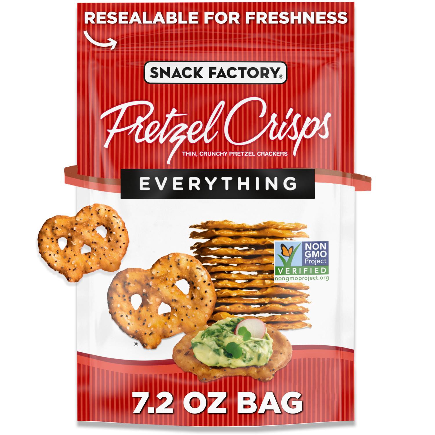 slide 1 of 6, Snack Factory Pretzel Crisps, Everything, 7.2 Oz Bag, 7.2 oz