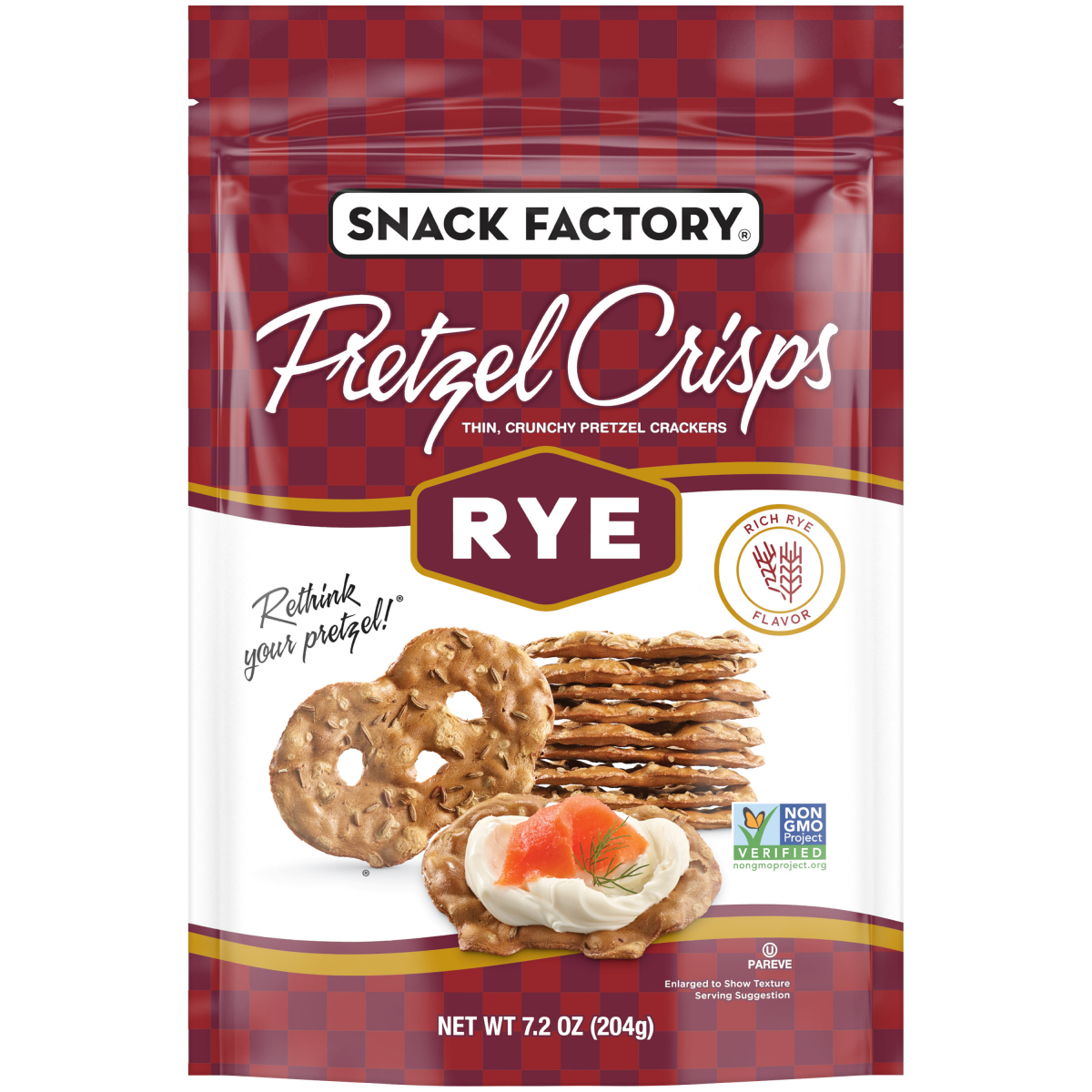 slide 1 of 4, Snack Factory Pretzel Crisps Rye Pretzel Crackers- 7.2 oz, 7.2 oz