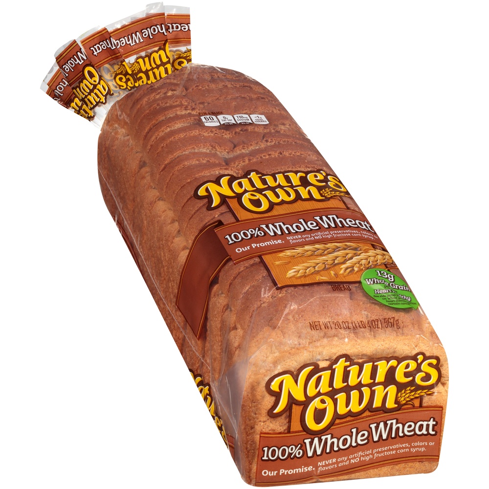 slide 5 of 8, Nature's Own® 100% Whole Wheat Bread 20 oz. Loaf, 20 oz