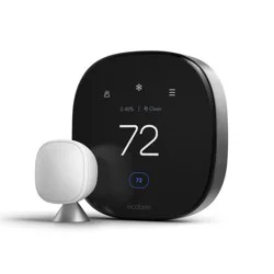 ecobee Premium Black Smart Compatible Thermostat and room sensor with Wi-Fi Compatibility