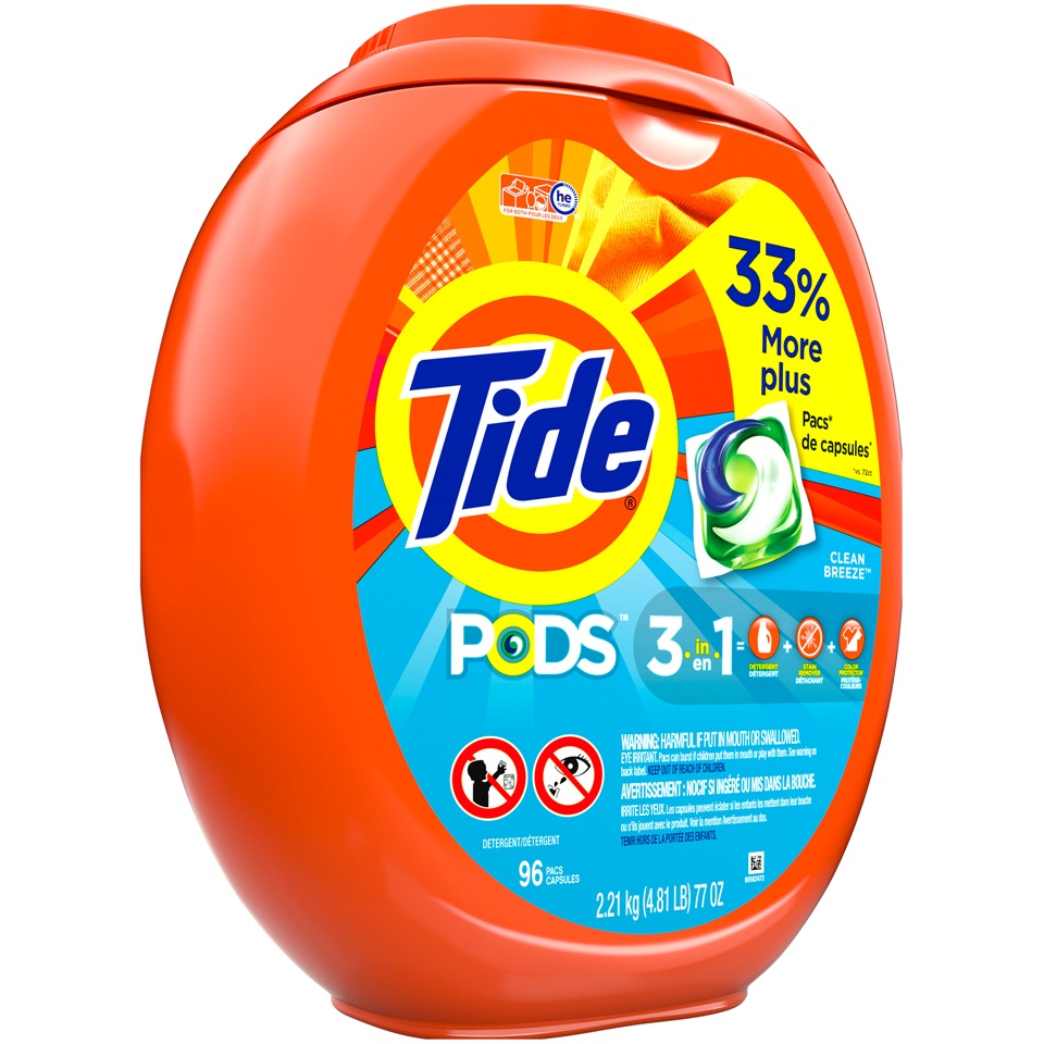 slide 2 of 2, Tide Pods Laundry Detergent Pacs Clean Breeze Scent, 96 ct