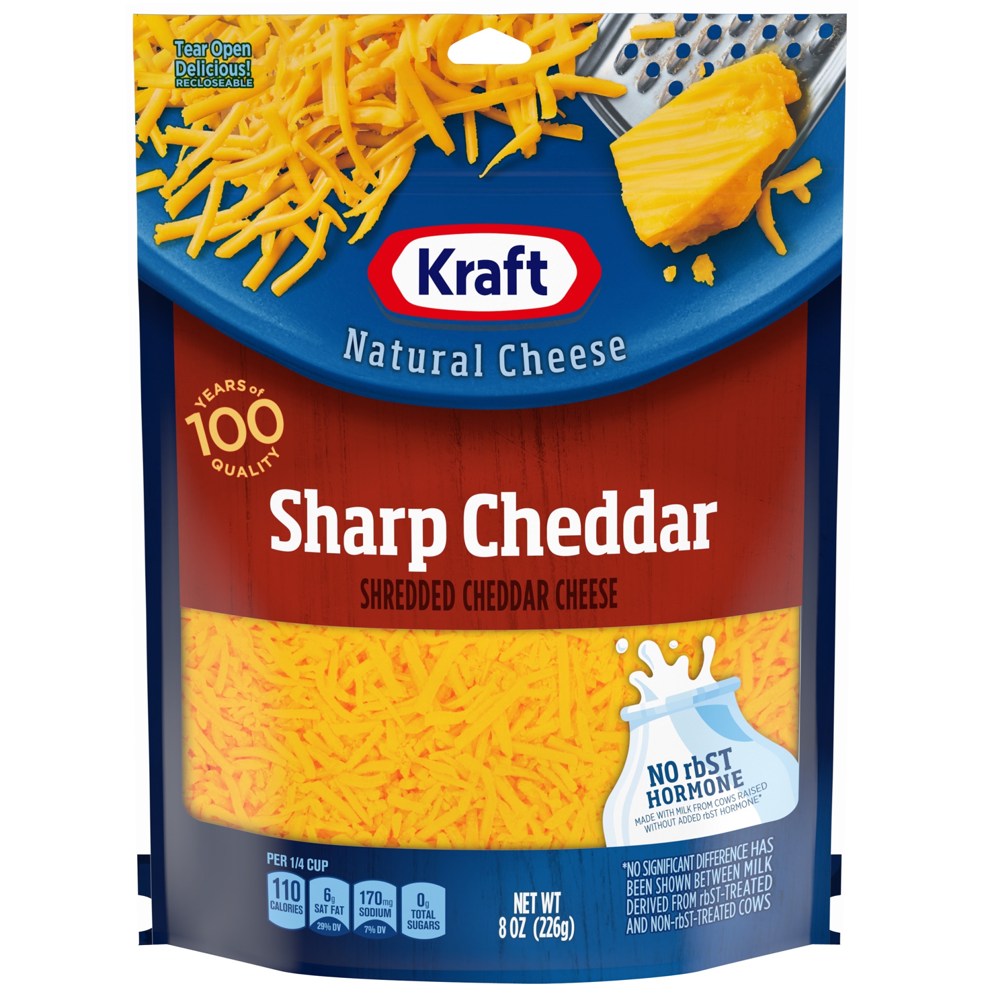 slide 1 of 1, Kraft Sharp Cheddar Shredded Cheese, 8 oz