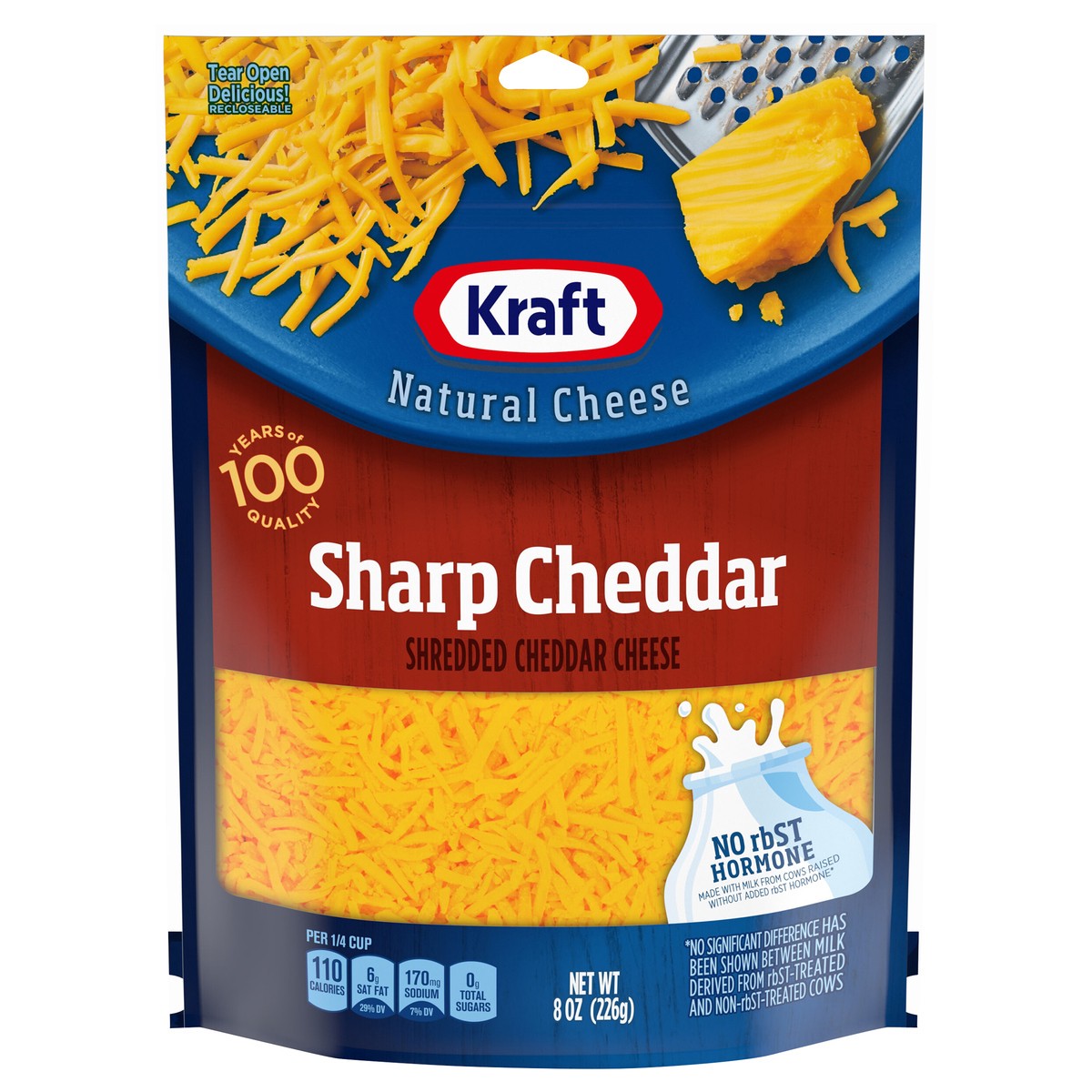 slide 1 of 13, Kraft Sharp Cheddar Shredded Cheese, 8 oz Bag, 8 oz