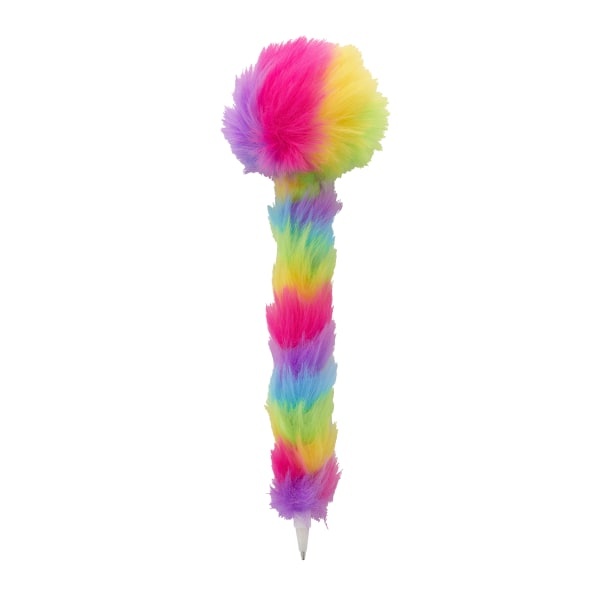 slide 1 of 1, Office Depot Pom Pom Ballpoint Pen, Medium Point, 0.7 Mm, Rainbow Barrel, Black Ink, 1 ct