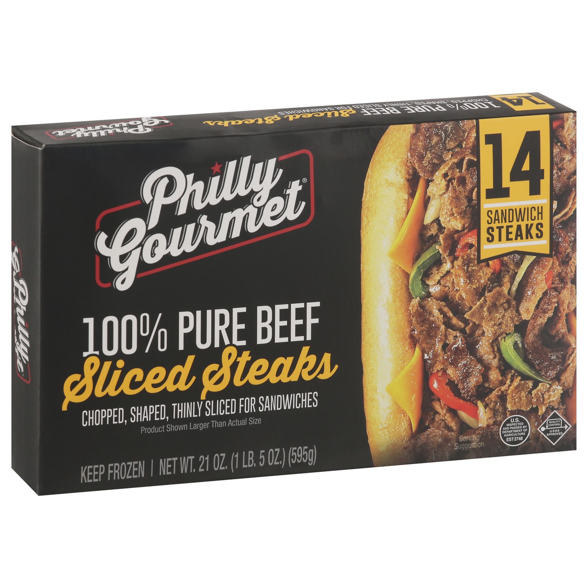 slide 13 of 14, Philly Gourmet Chopped Shaped Thinly Sliced 100% Pure Beef Sliced Steaks 14 ea, 14 ct