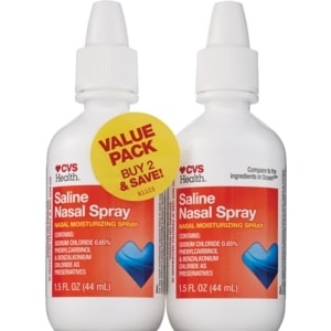 slide 1 of 1, CVS Health Saline Nasal Spray, Value Pack, 2 ct; 1.5 fl oz