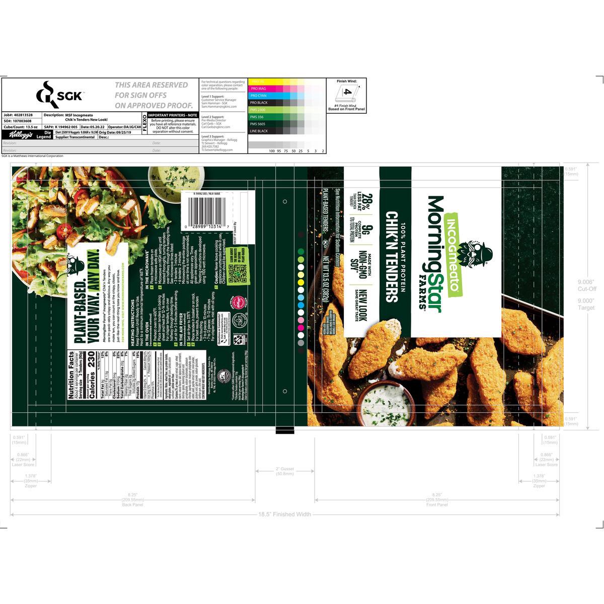 slide 10 of 13, MorningStar Farms Plant Based Chik'n Tenders, Vegan Meat, Homestyle, 13.5oz, 13.5 oz