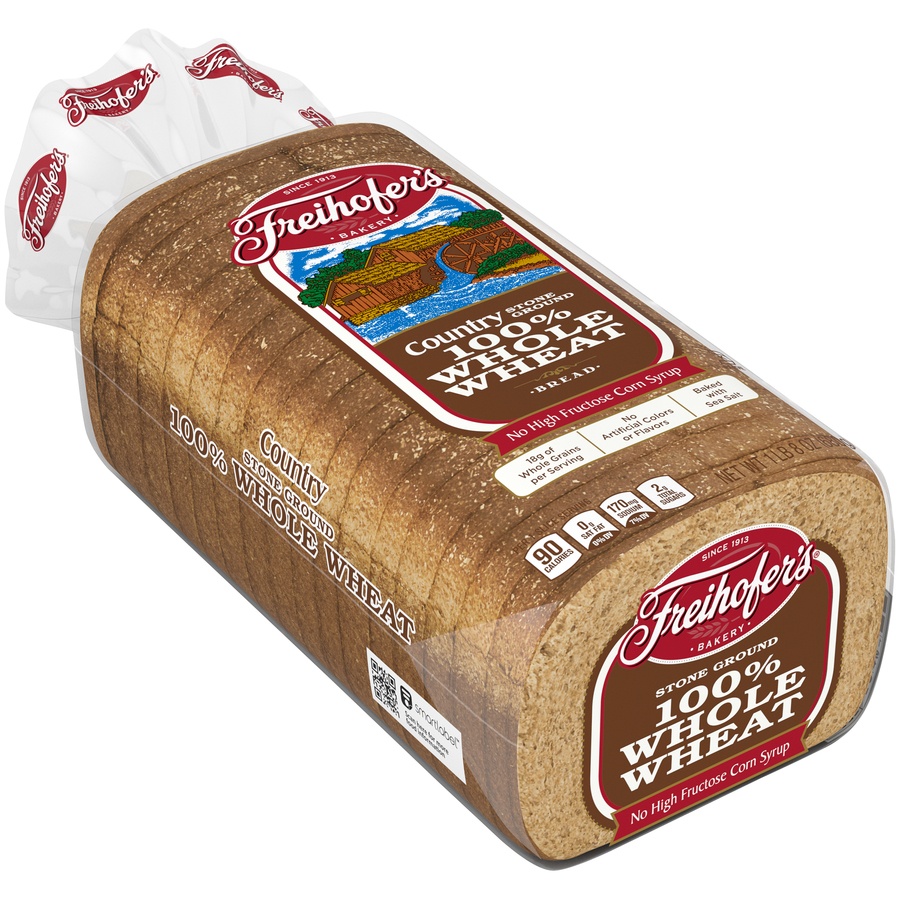 slide 3 of 8, Freihofer's Bread Country 100% Whole Wheat, 24 oz
