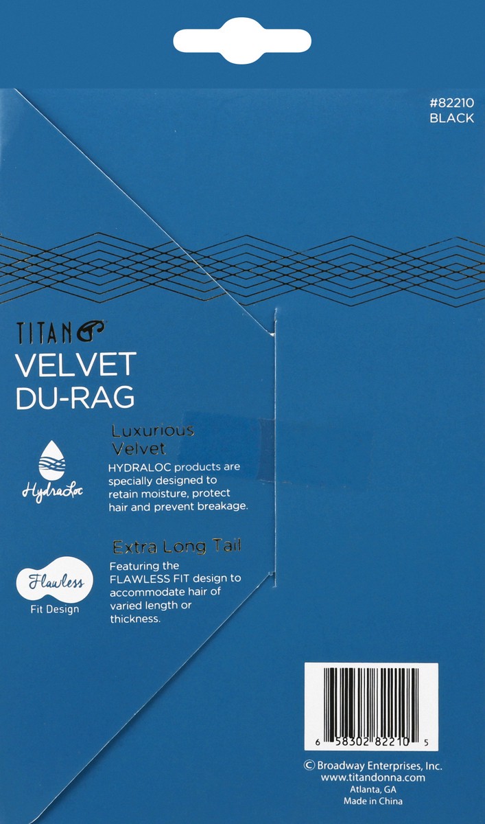 slide 7 of 11, Titan Premium Collection Velvet Black Du-Rag 1 ea, 1 ct