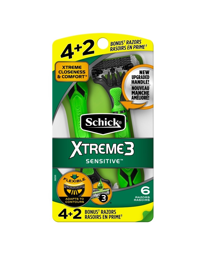 slide 1 of 1, Schick Xtreme3 Sensitive Razors, 6 ct