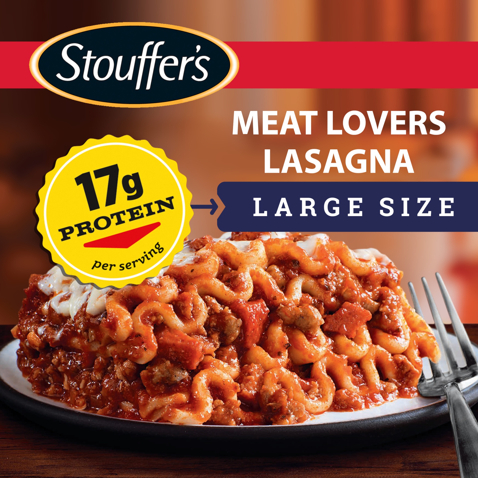slide 2 of 13, Stouffer's Large Size Meat Lovers Lasagna, 18 oz