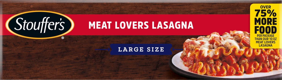 slide 8 of 13, Stouffer's Large Size Meat Lovers Lasagna Frozen Meal, 18 oz