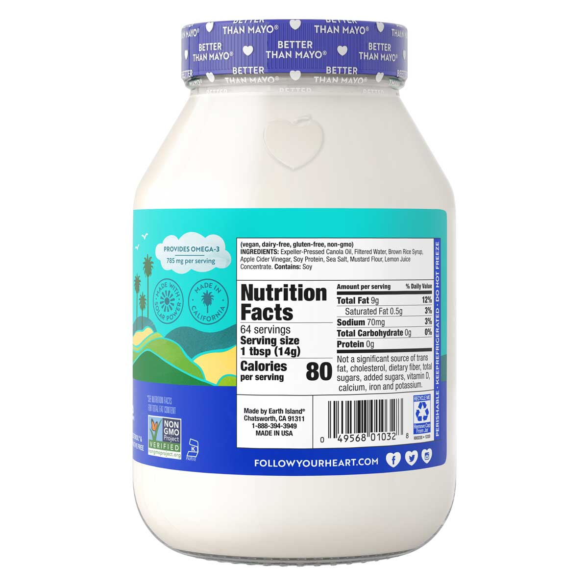 slide 2 of 2, Follow Your Heart Dairy Free Vegan Original Mayo, 32 FL OZ Jar, 32 oz