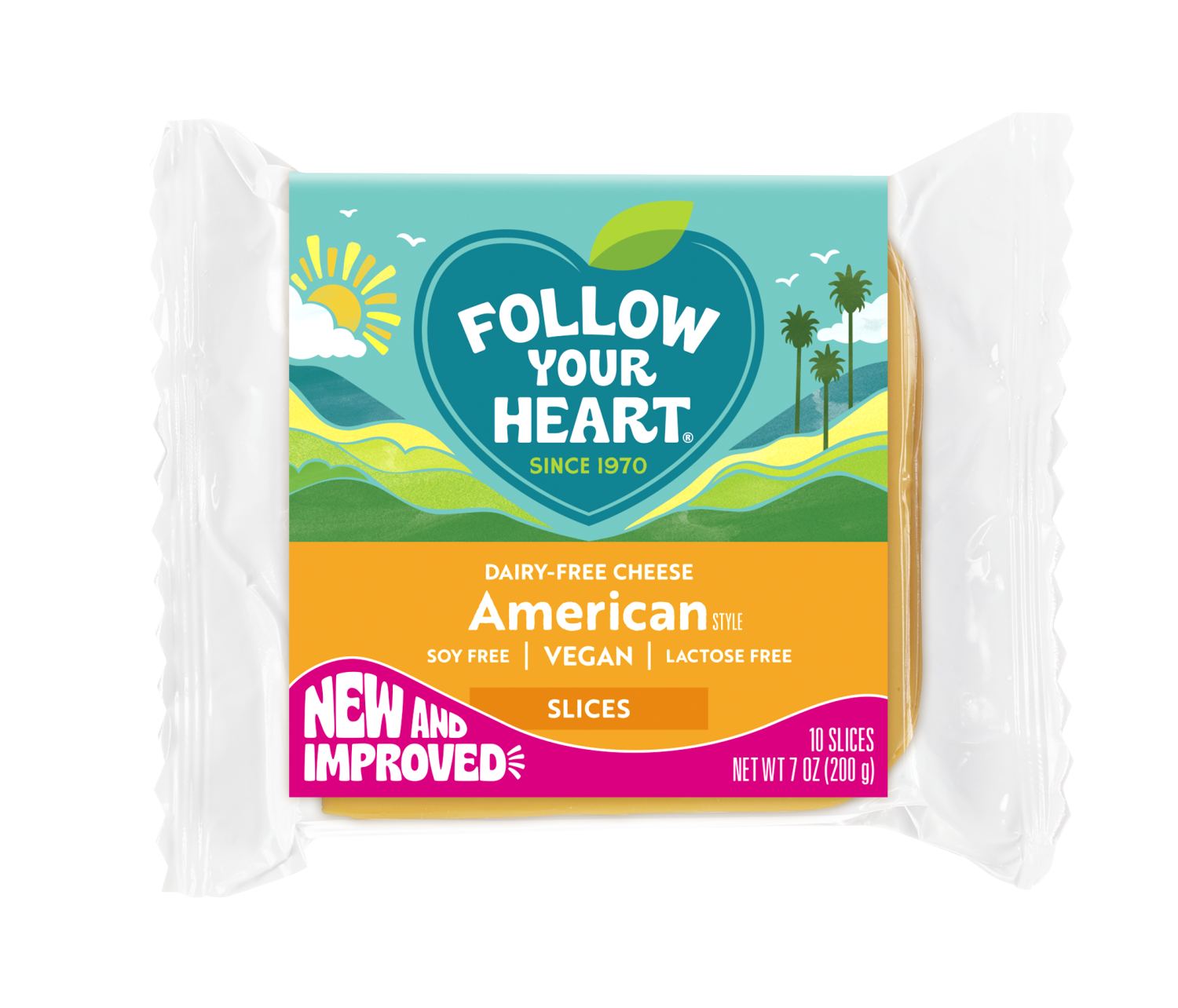 slide 1 of 2, Follow Your Heart Dairy Free Vegan American Style Sliced Cheese, 10 Ct, 7 OZ Pack, 10 ct