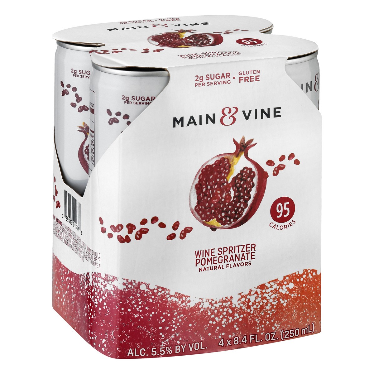 slide 3 of 10, Main & Vine Wine Spritzer, Pomegranate, 4 Pack, 250 ml