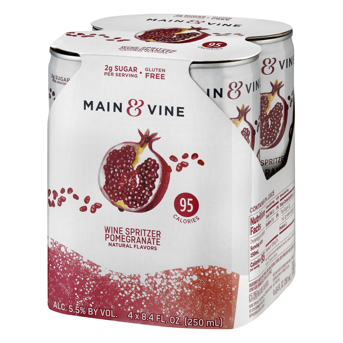 slide 4 of 10, Main & Vine Wine Spritzer, Pomegranate, 4 Pack, 250 ml