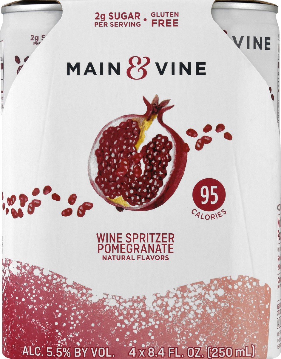 slide 9 of 10, Main & Vine Wine Spritzer, Pomegranate, 4 Pack, 250 ml