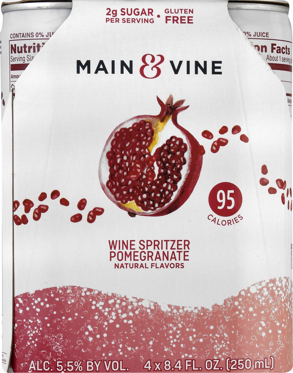 slide 10 of 10, Main & Vine Wine Spritzer, Pomegranate, 4 Pack, 250 ml