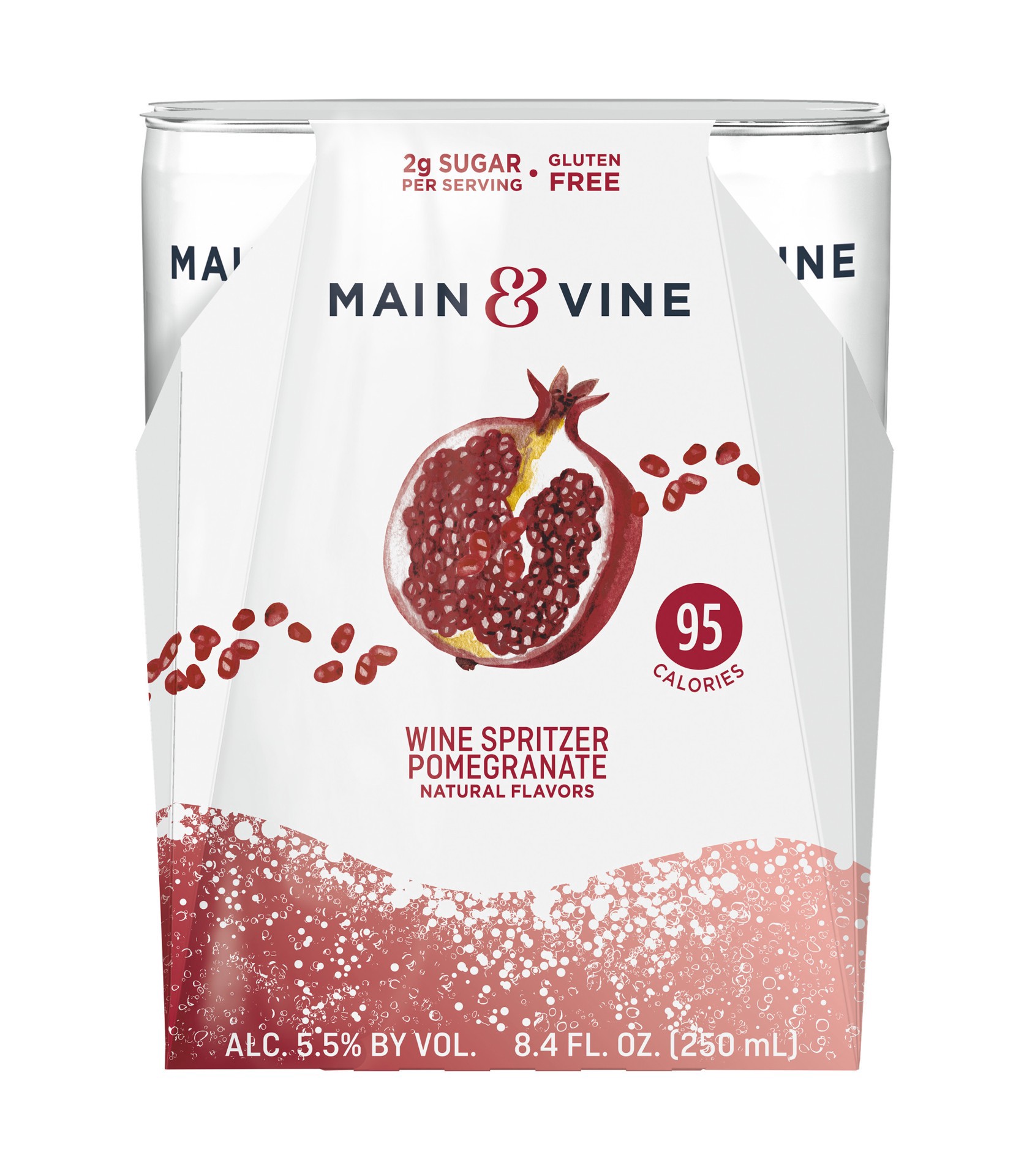 slide 1 of 10, Main & Vine Wine Spritzer, Pomegranate, 4 Pack, 250 ml