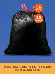 GE Large Trash Bags, 30 gal, 56 ct