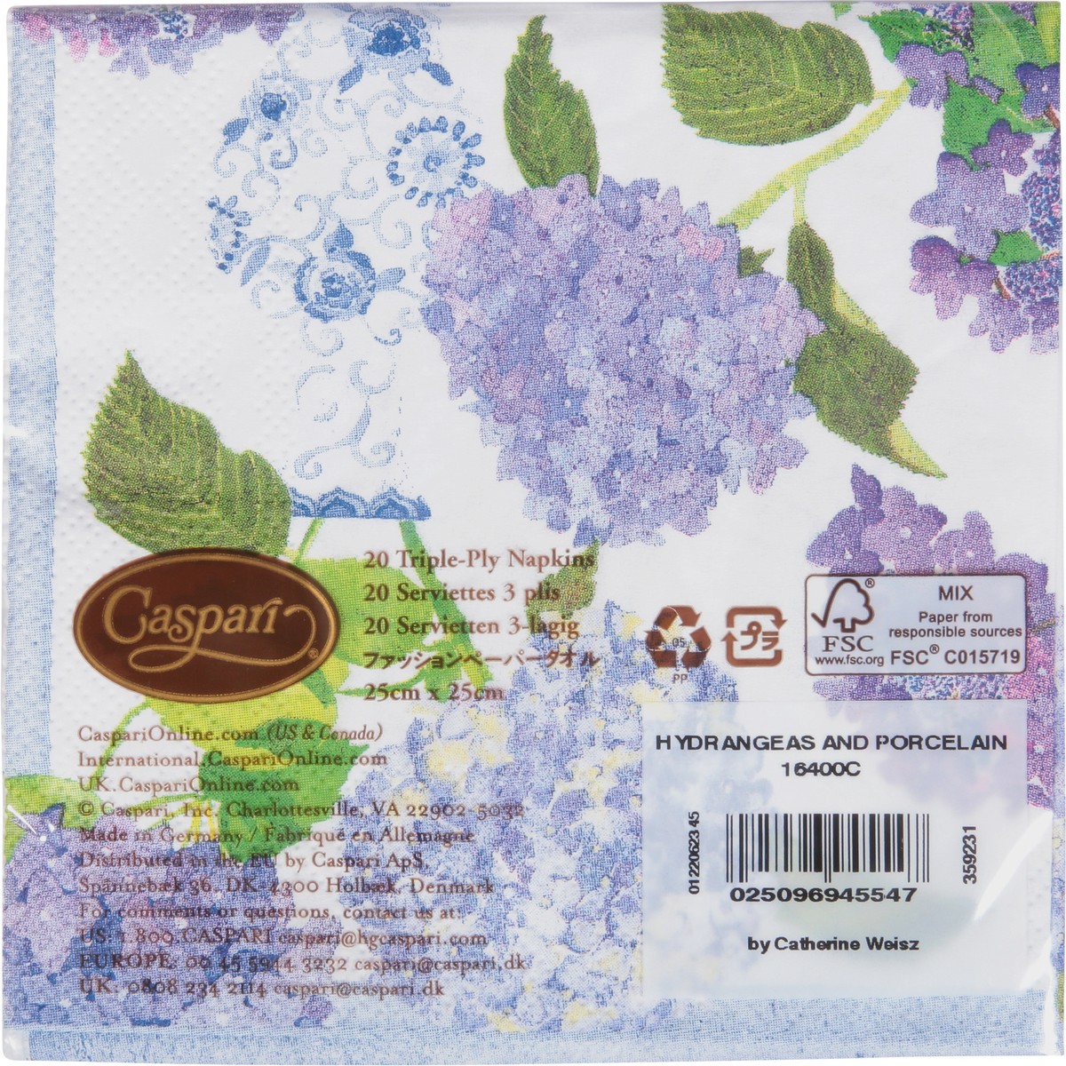 slide 8 of 9, Caspari Triple-Ply Hydrangeas and Porcelain Napkins 20 ea, 20 ct