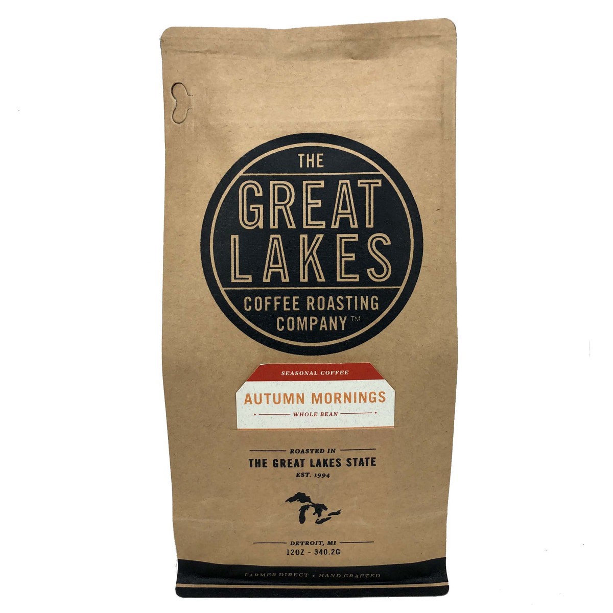 slide 1 of 9, The Great Lakes Cofee Roasting Co. Autumn Mornings Blend Seasonal Whole Bean Coffee - 12 oz, 12 oz