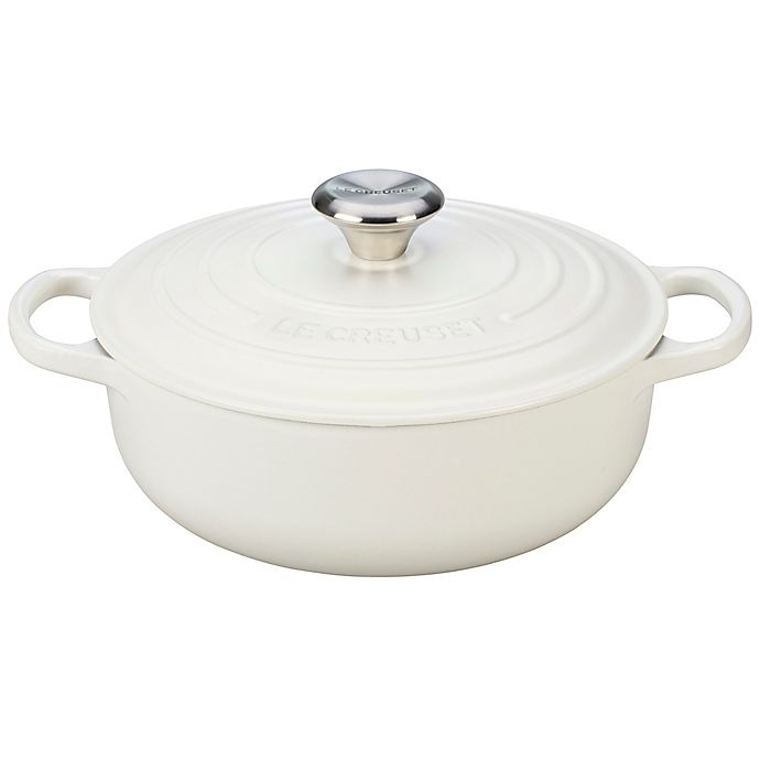 slide 1 of 1, Le Creuset Signature Cast Iron Covered Sauteuse - White, 3.5 qt