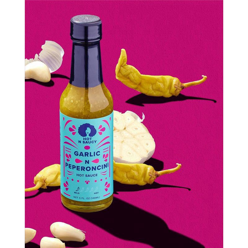 slide 3 of 4, Hot N Saucy Mild Garlic N Peperoncini Hot Sauce 5 fl oz, 5 fl oz