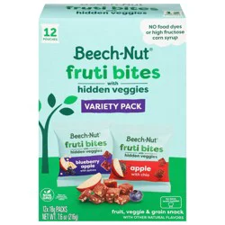 Beech-Nut Toddlers (18 Months +) Blueberry Apple with Quinoa/Apple with Chia Toddler Fruti Bites with Hidden Veggies Variety Pack 12 - 18 g Packs