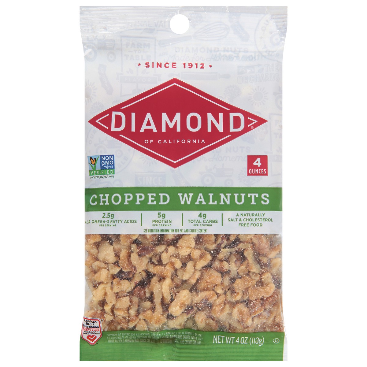 slide 1 of 6, Diamond Nuts Diamond of California Chopped Walnuts 4 oz, 4 oz