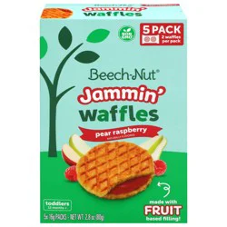 Beech-Nut Toddlers (12 Months+) Jammin' Pear Raspberry Waffles 5 - 16 g Packs
