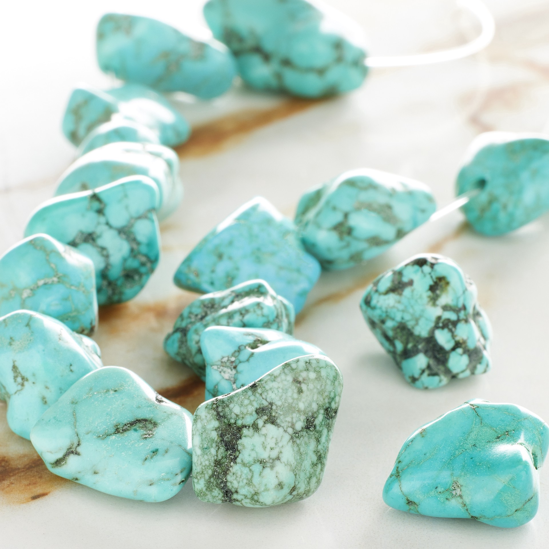 slide 3 of 3, Turquoise Dyed Howlite Nugget Beads By Bead Landing, 15mm-20mm