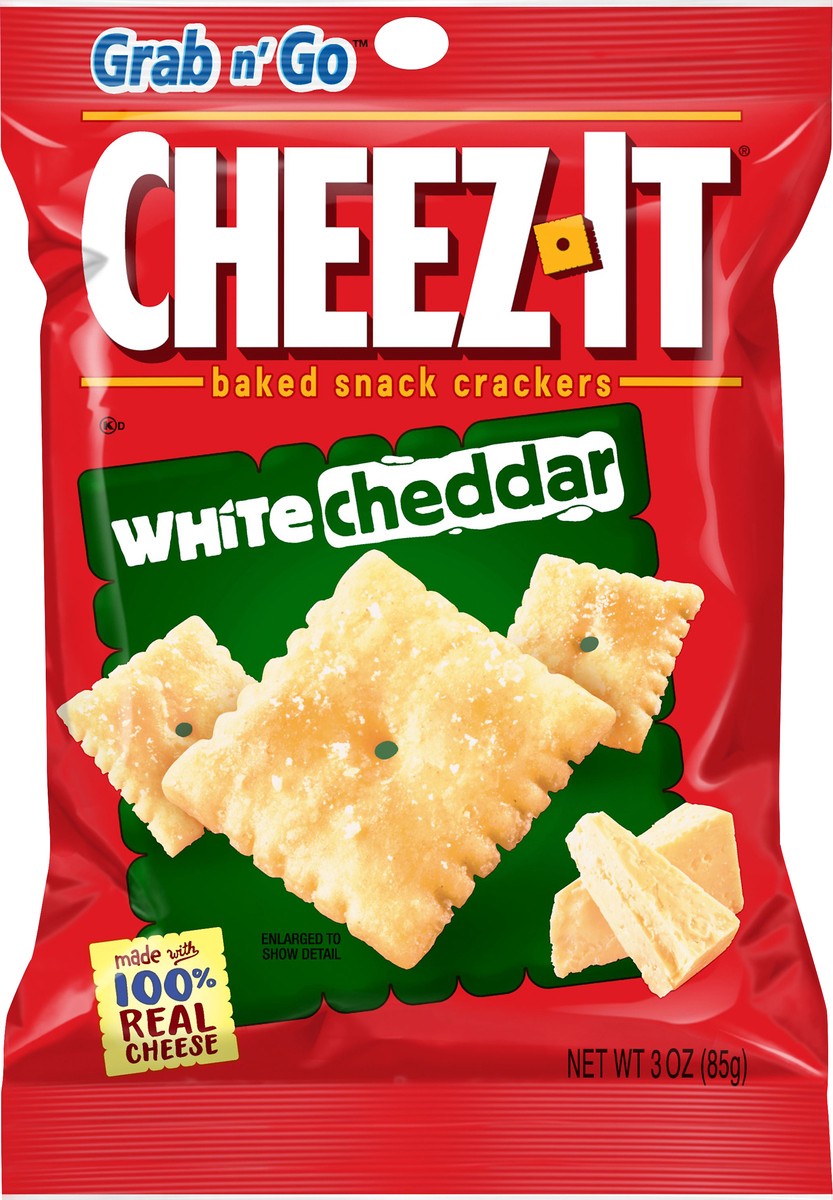 slide 5 of 6, Cheez-It, Baked Snack Cheese Crackers, White Cheddar, 3oz Bag, 3 oz