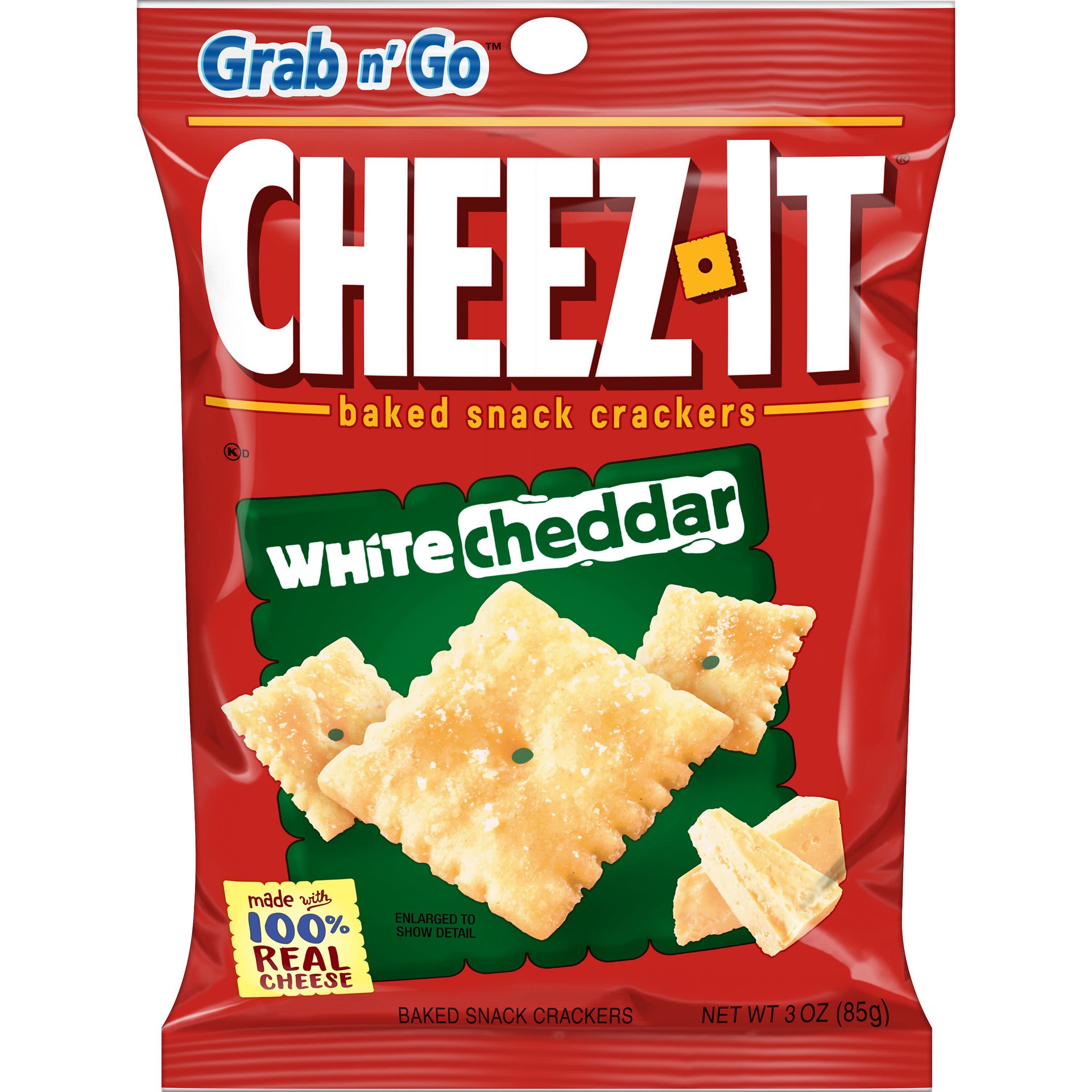 slide 1 of 6, Cheez-It, Baked Snack Cheese Crackers, White Cheddar, 3oz Bag, 3 oz