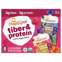 Happy Tot Organics Fiber & Protein Stage 4 Organic 8ct 2-Flavor Variety Pack UNIT
