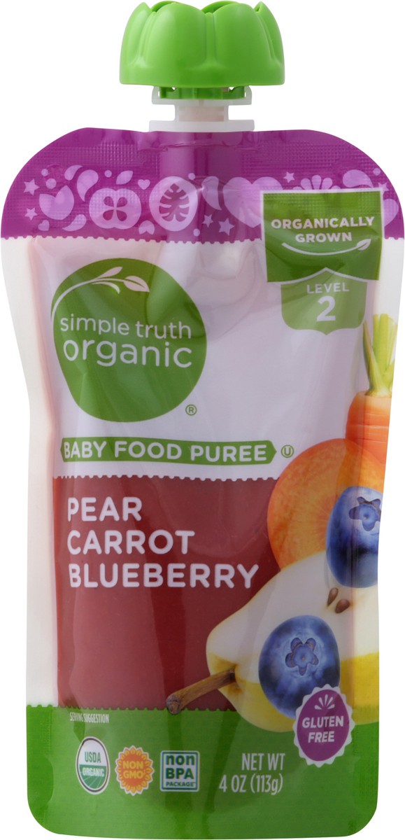 slide 5 of 8, Simple Truth Organic Pear Carrot Blueberry Stage 2 Baby Food Puree, 4 oz