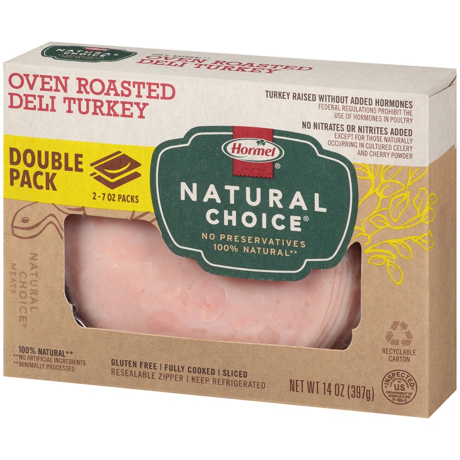 slide 7 of 8, Hormel Natural Choice Oven Roasted Deli Turkey Double Pack 2 - 7 oz Packs, 2 ct