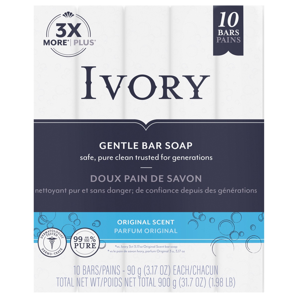 slide 1 of 2, Ivory Pure Clean Original Bar Soap, 10 ct; 3.1 oz