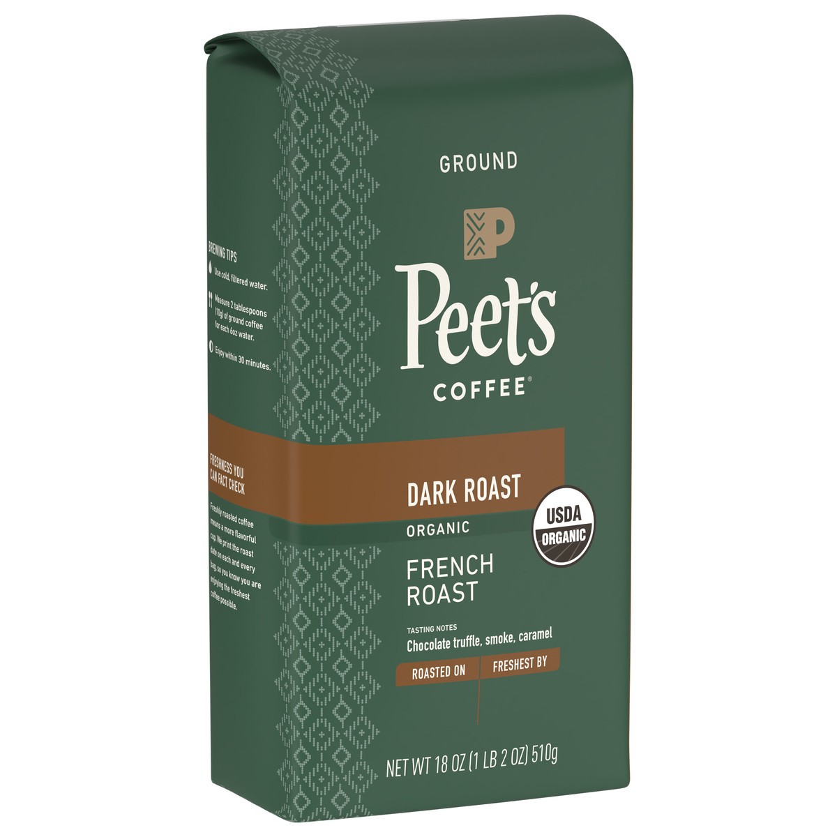 slide 9 of 9, Peet's Coffee, French Roast Organic Dark Roast Ground Coffee - 18oz Bag, 18 oz